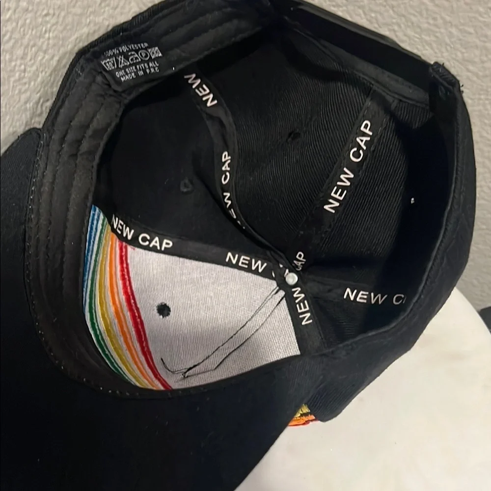 Black Hat with Rainbow Stripes NWOT